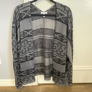 O’Neill Tribal Print Knit Black Gray Open Sweater
